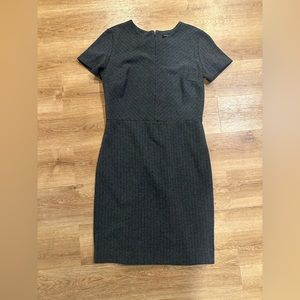 Short sleeve sheath dress- dark grey pinstripe